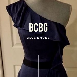 BCBGeneration one shoulder blue smoke dress